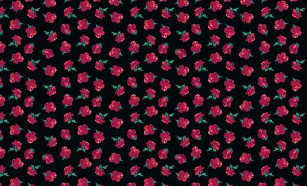 Druk na tkaninie- czerwone goździki na czerni