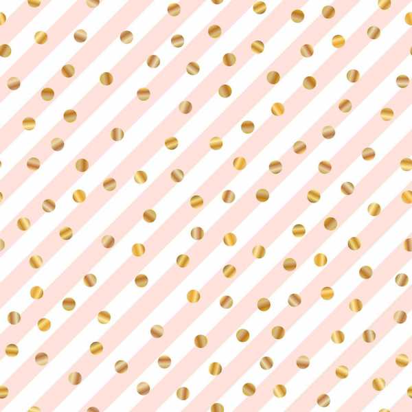 Druk na tkaninie- złote kropeczki na różowo-białych pasach