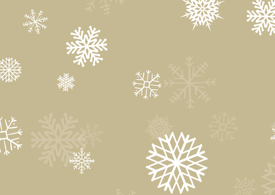 Zdjęcie prezentujące wzór do nadruku na tkaniny i dzianiny z białymi śnieżynkami na beżowym tle, motyw świąteczny