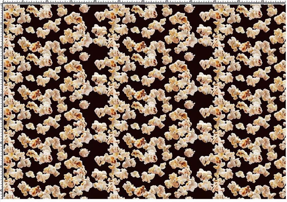 Zdjęcie przedstawiające wzór do druku na tkaniny z motywem popcornu na tle w kolorze czarnym