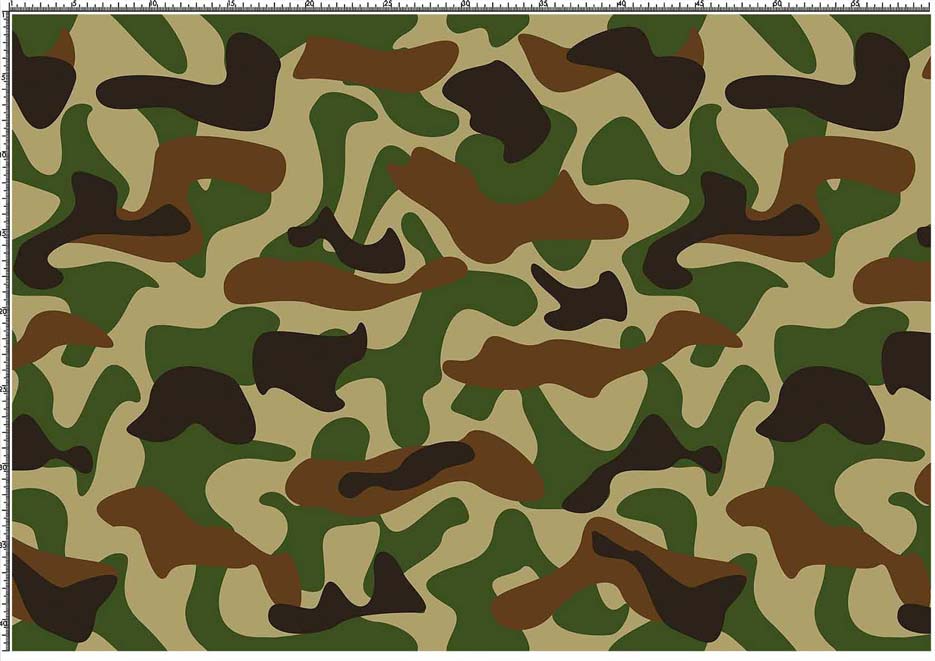 Zdjęcie prezentujące wzór do nadruku na tkaniny i dzianiny z motywem moro w odcieniach koloru piaskowego, zieleni, brązu i czerni