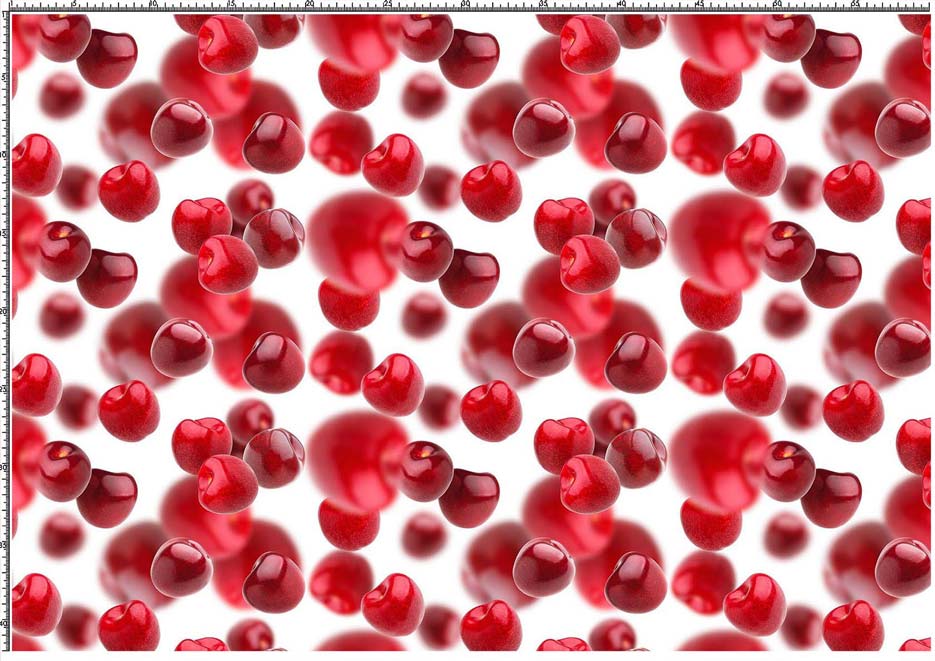 Zdjęcie przedstawiające wzór z owocami wiśni na tle w kolorze białym