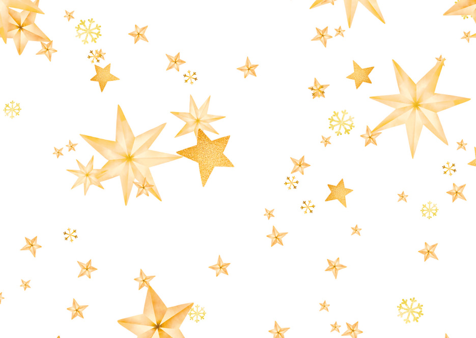 Zdjęcie przedstawiające wzór do druku na tkaniny z motywem złotych gwiazdek i śnieżynek na tle w kolorze białym