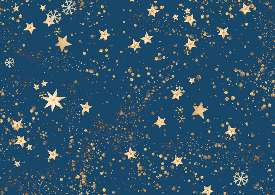 Zdjęcie prezentujące wzór ze złotymi gwiazdkami na tle w kolorze granatowym