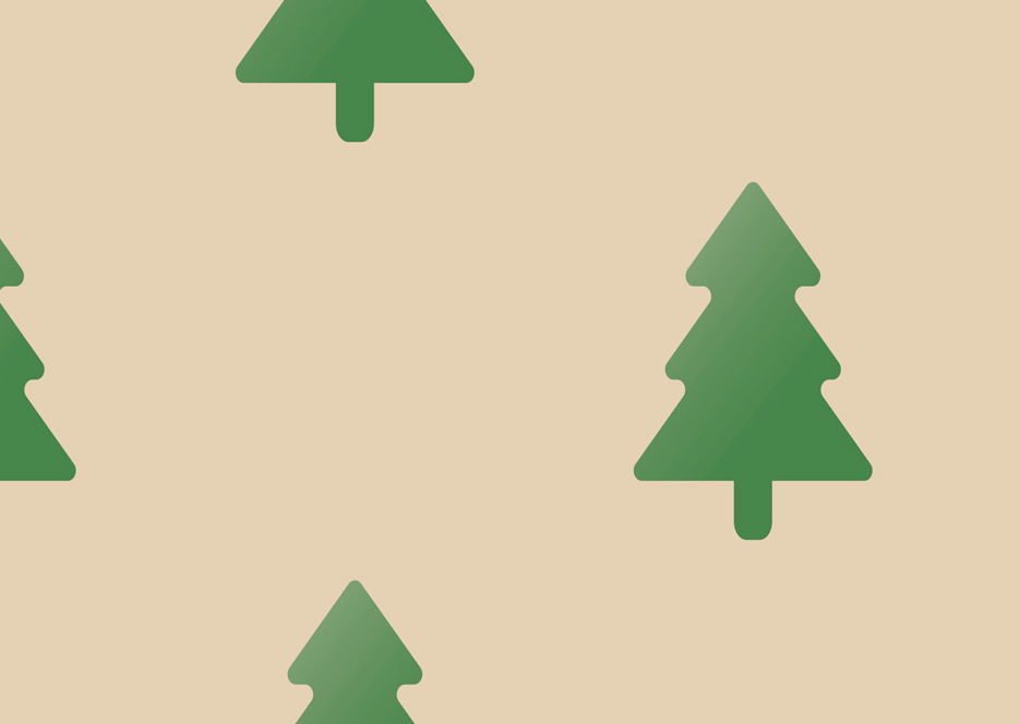 Zdjęcie prezentujące wzór do nadruku na tkaniny i dzianiny- zielone choinki na beżowym tle