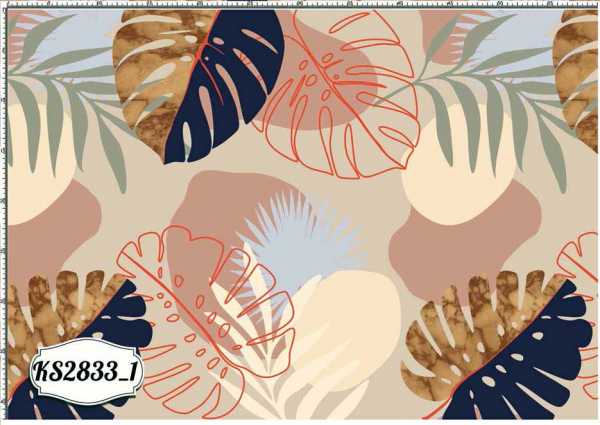 Druk na tkaninie- liście palmowe i monstery na kolorowym tle