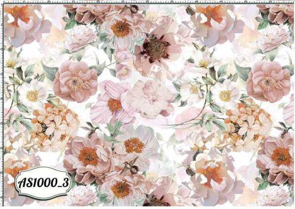 Druk na tkaninie- pastelowe kwiaty na białym tle