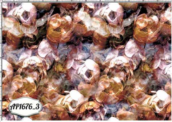 Druk na tkaninie- dzikie róże w odcieniach brązu i fioletu