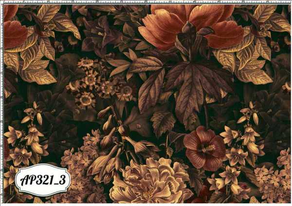 Druk na tkaninie- kwiaty i liście w stylu vintage