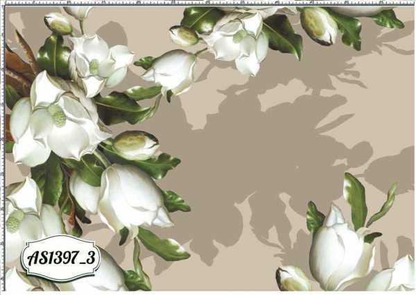 Druk na tkaninie- białe magnolie na cieniowanym tle w odcieniach brązu