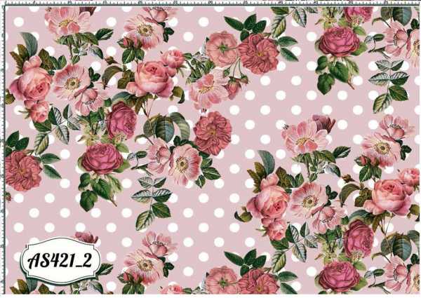 Druk na tkaninie- róże i białe kropki na różowym tle