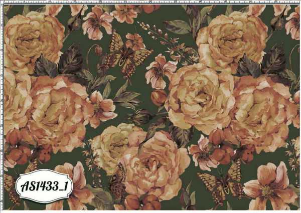 Druk na tkaninie- malowane róże i motyle 