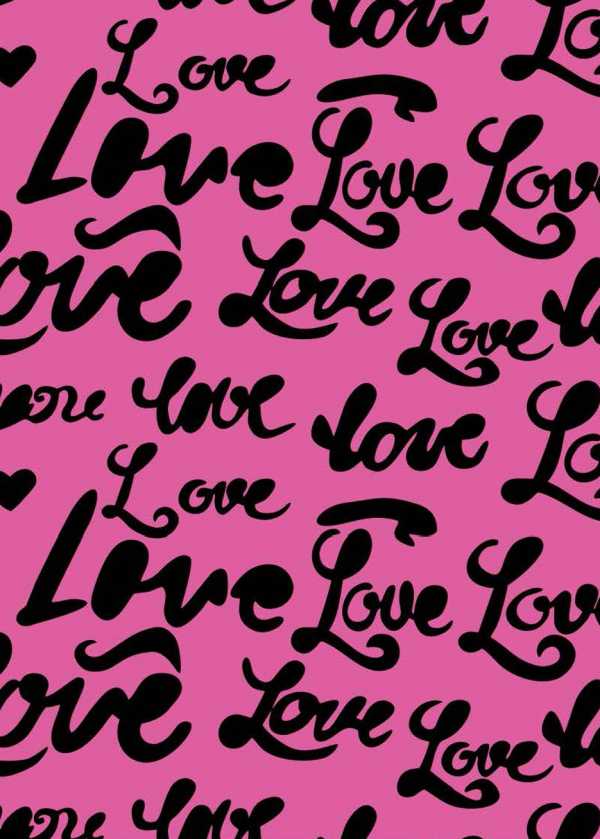 Druk na tkaninie- czarne napisy "Love" na różu