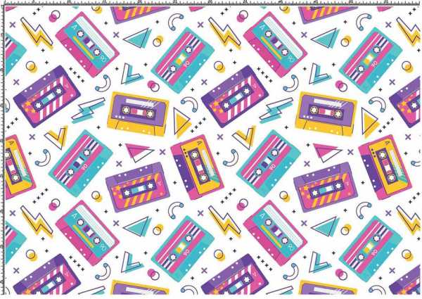 Druk na tkaninie- kolorowe kasety magnetofonowe 