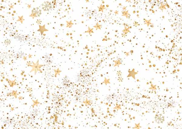 Druk na tkaninie- drobne złote gwiazdki na bieli