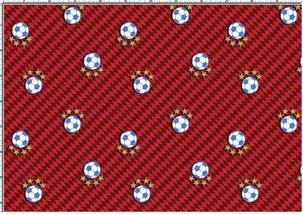 Druk na tkaninie- football, piłki z gwiazdkami na ukośnych pasach