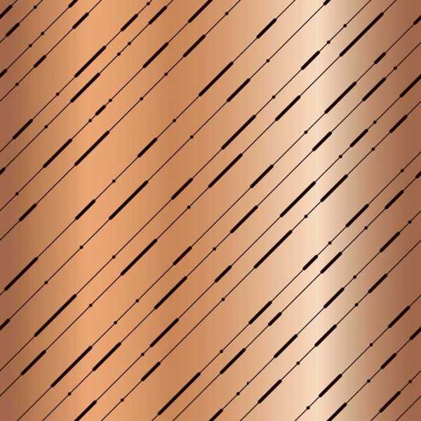 Druk na tkaninie- czarne ukośne linie i kropki na miedzianym tle