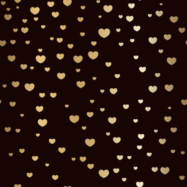 Druk na tkaninach- złote serca na tle w kolorze czarnym 