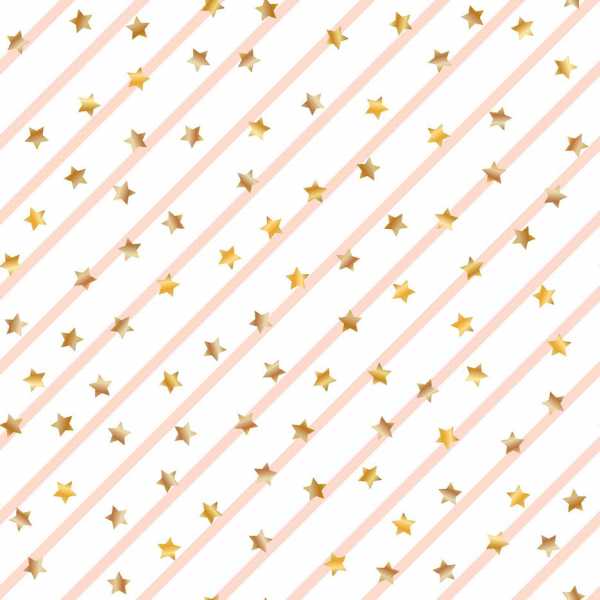 Druk na tkaninie- złote gwiazdki na tle różowych linii