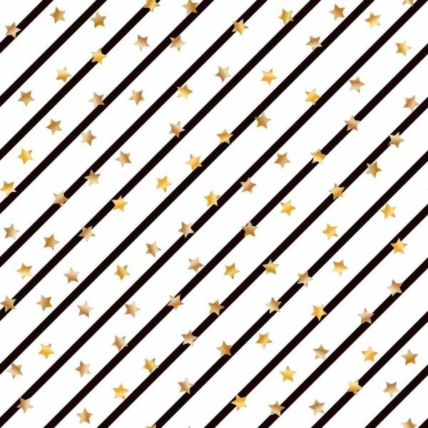 Druk na tkaninie- złote gwiazdki na ukośnych czarnych liniach