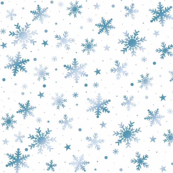 Druk na tkaninie- niebieskie śnieżynki i gwiazdki na bieli