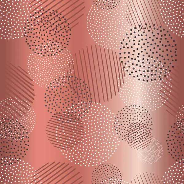 Druk na tkaninie- okręgi z kropek i linii na tle w odcieniach różu