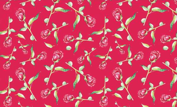 Druk na tkaninie- malowane kwiaty róż na czerwieni