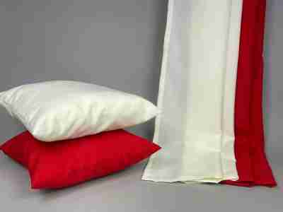 Zdjęcie przedstawia zastosowanie białej i czerwonej tkaniny Panama Stretch Strecz (100% poliester)