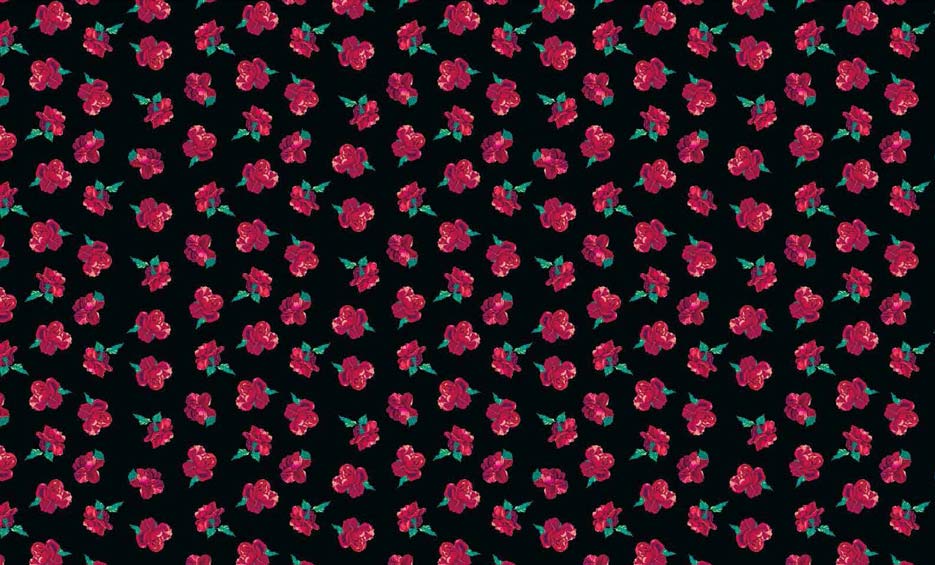 Zdjęcie przedstawiające wzór do druku na tkaniny poliestrowe w czerwone goździki na czarnym tle