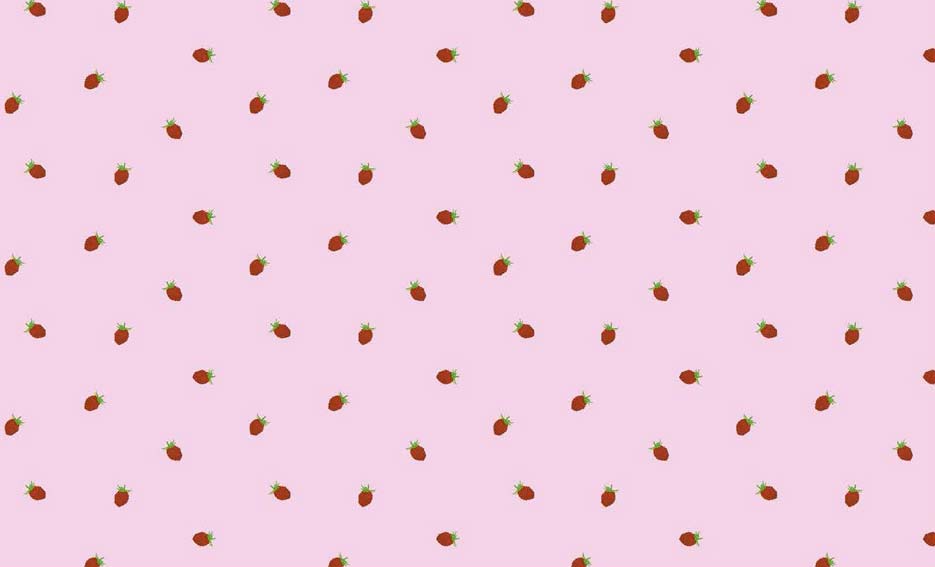 Zdjęcie przedstawiające wzór do druku na materiały poliestrowe w czerwone poziomki na tle w kolorze różowym