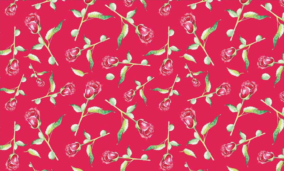 Zdjęcie przedstawiające wzór do druku na tkaniny i dzianiny w czerwone róże na czerwonym tle